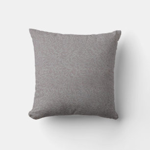 Lavender Grey Embossed Leaf Vines Throw Pillow