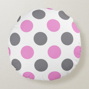 Lavender Grey Extra Large Polka Dot Round Pillow