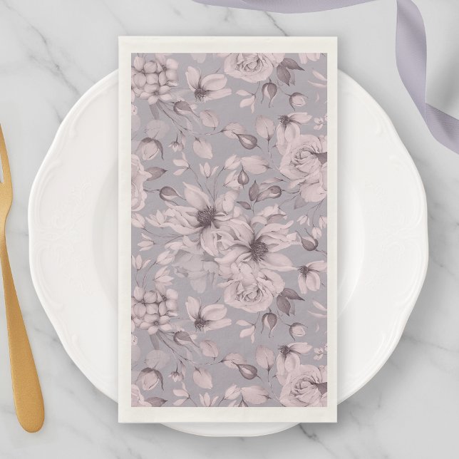 Lavender Grey Floral  Napkin (Creator Uploaded)