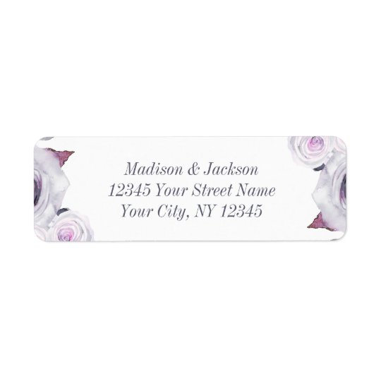 Lavender & Grey Floral Wedding Return Address Return Address Label