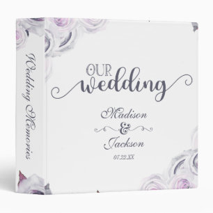 Lavender & Grey Floral Wreath Wedding Photo Album Binder