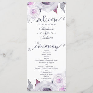 Lavender & Grey Floral Wreath Wedding Program