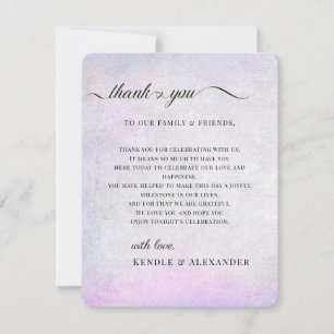 Lavender Grey Reception Table Thank You