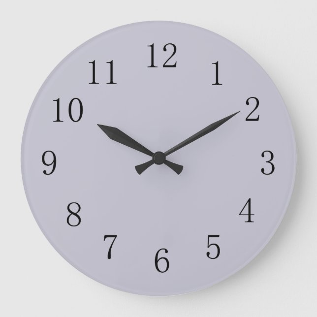 Lavender Grey Solid Colour Large Clock (Front)