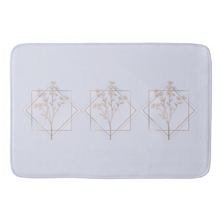 Lavender grey with golden floral design bath mat