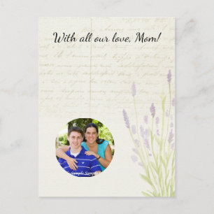 Lavender Growing Vintage Handwriting Mother's Day  Postcard