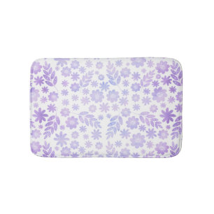 Lavender Hand Drawn Floral Pattern Bath Mat