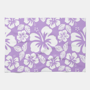 Lavender Hawaiian Tropical Hibiscus Kitchen Towel