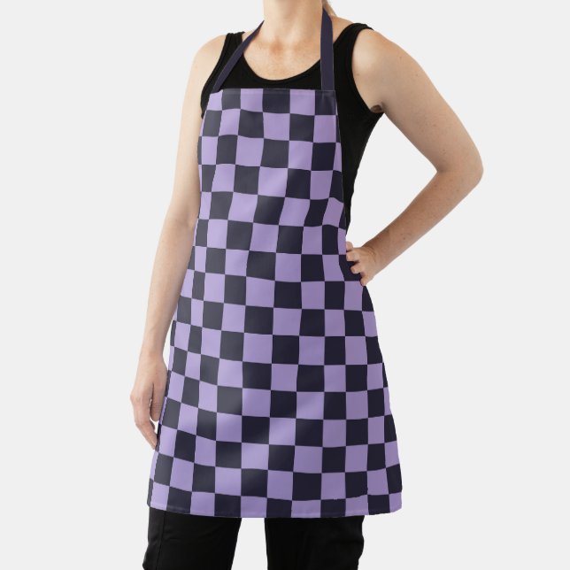 Lavender haze checkerboard pattern apron (Insitu)