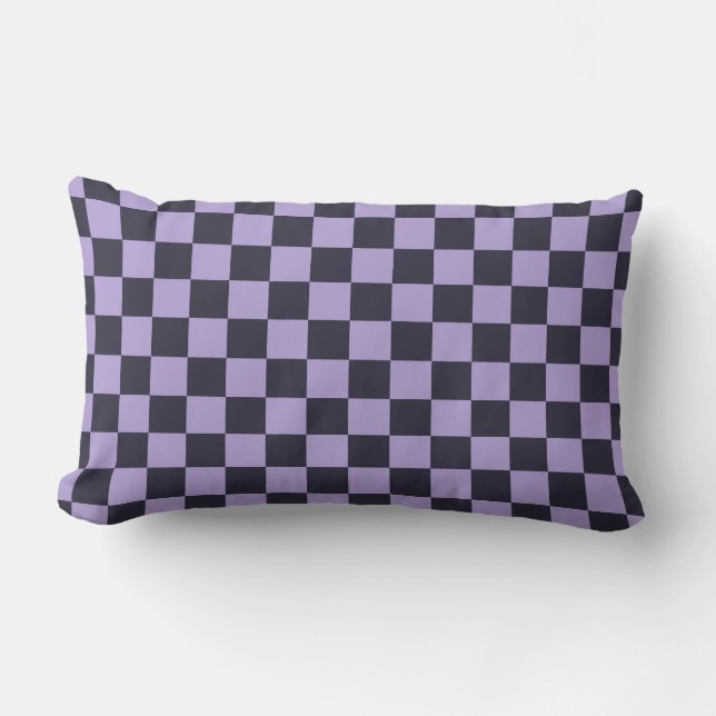 Lavender haze chequerboard pattern lumbar pillow (Front)