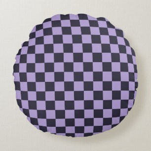 Lavender haze chequerboard pattern round pillow