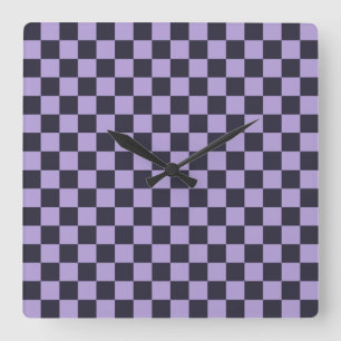 Lavender haze chequerboard pattern square wall clock