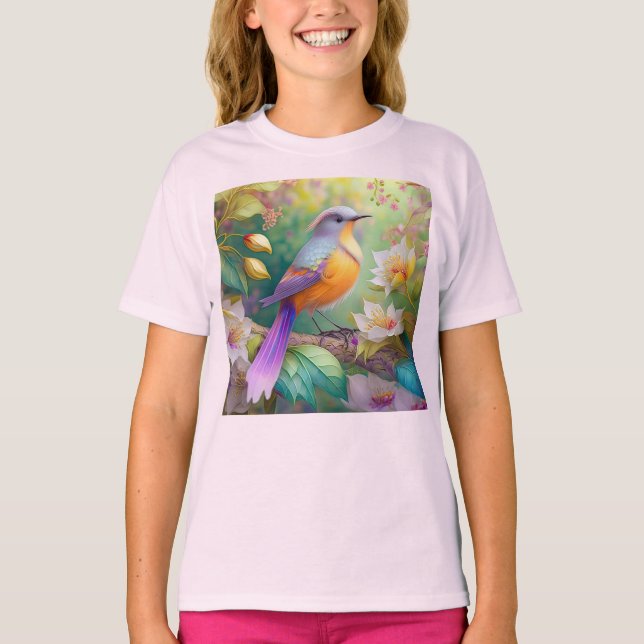 Lavender Headed Orange Breasted Fantasy Bird T-Shirt (Front)