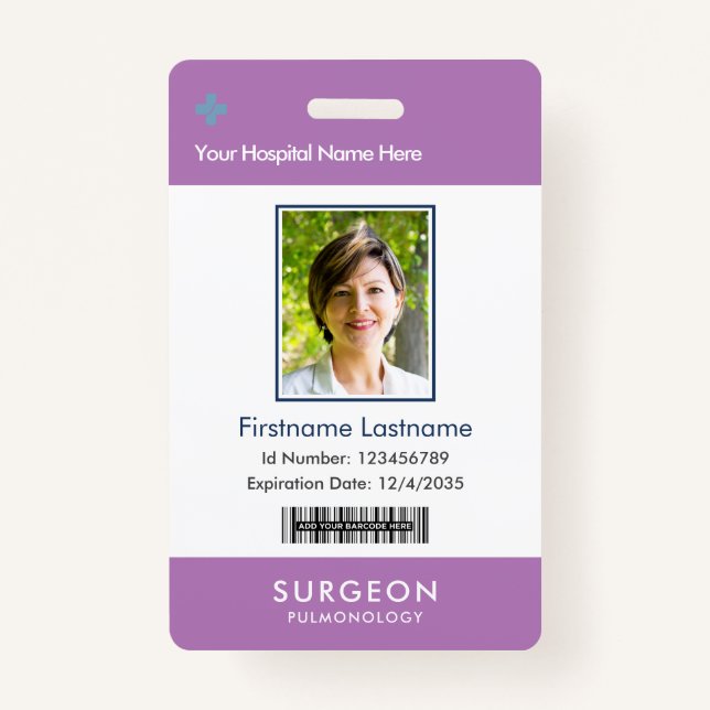 Lavender Health Care Company Logo  Photo Clip Name Badge (Front)