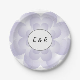 Lavender Heart Flower Paper Plate
