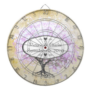 Lavender Heart Leaf Tree Wedding Dartboard