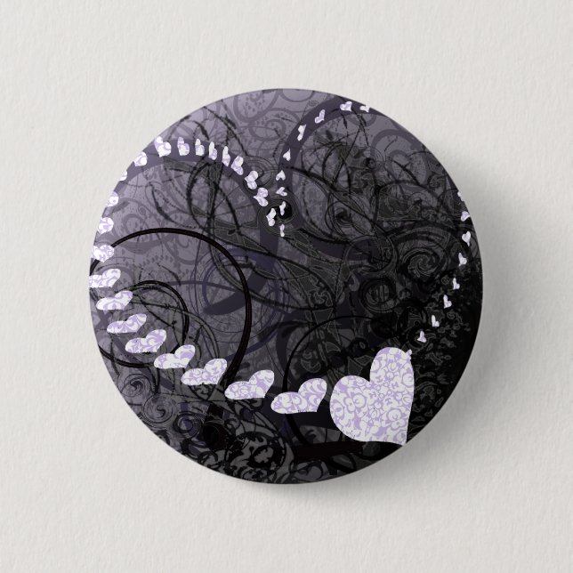 Lavender Heart Swirls 2 Inch Round Button (Front)