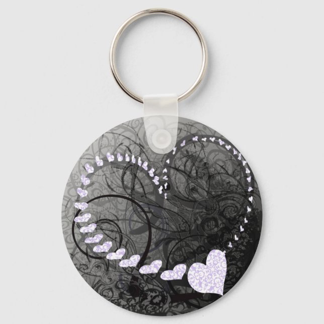 Lavender Heart Swirls Keychain (Front)