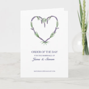 Lavender Heart Wedding ~ Order of the Day/Service Program