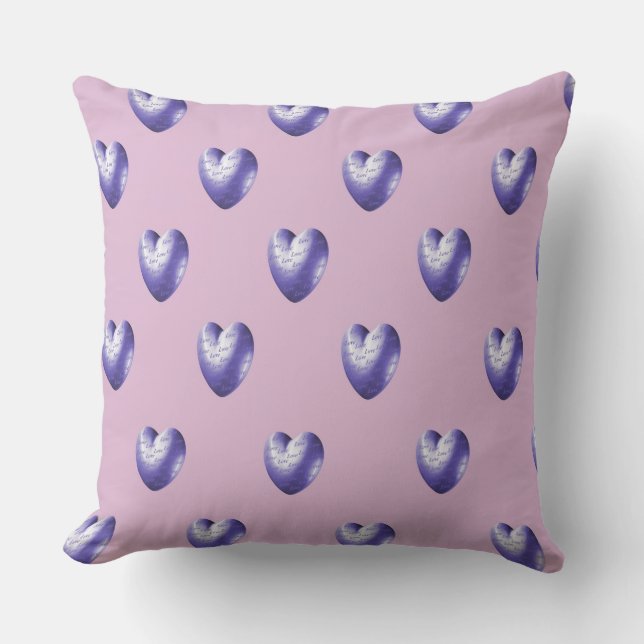Lavender Hearts Outdoor Pillow (Front)