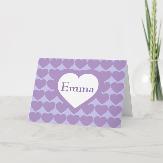 Lavender Hearts - Personalized Thank You Card (Front)