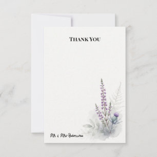 Lavender Heather Thistle Wedding Thank You Card