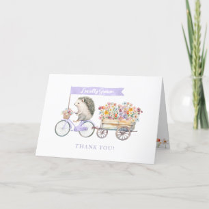 Lavender Hedgehog Baby Shower Thank You Card 