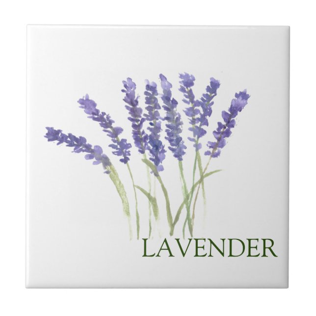 Lavender Herb Greenery Kitchen Green Purple Cerami Tile (Front)
