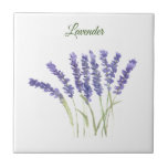 Lavender Herb Greenery Kitchen Green Purple Cerami Tile<br><div class="desc">Lavender herb watercolor painting kitchen tile. Hand painted by myself. Lovely kitchen décor. Greenery,  rustic décor. Botanical herbs.</div>