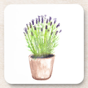 Lavender herb pot plant tile coaster