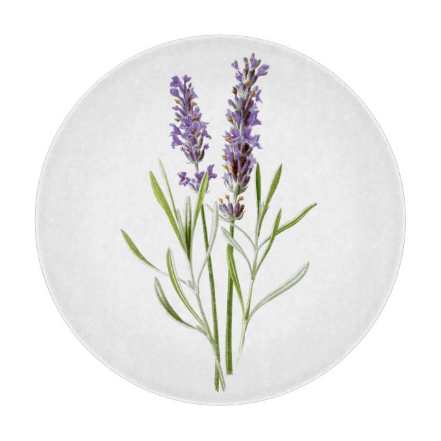 Lavender Herb Single Sprig in Bloom Purple Flowers Cutting Board (Front)