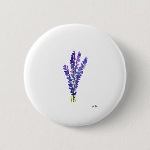 Lavender herbs garden floral vintage watercolor 2 inch round button
