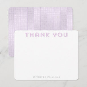 Lavender Herringbone Pattern Thank You Notes Invitation