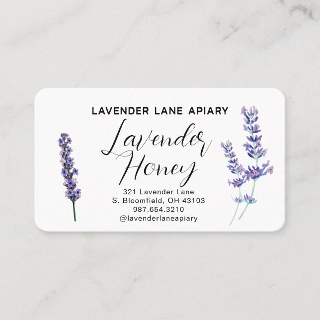 Lavender Honey Apiary Beekeeper Business Card (Front)