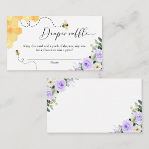 Lavender Honey Bee Baby Shower Diaper Raffle Enclosure Card