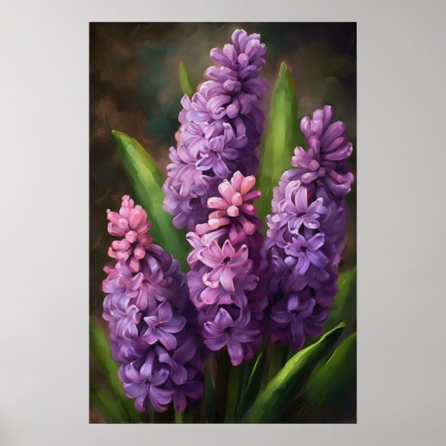 Lavender Hyacinth Flower Art Print Poster (Front)