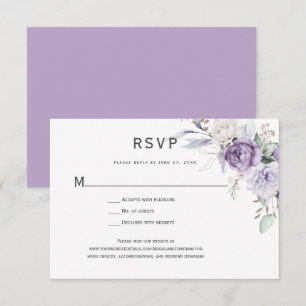 Lavender Hydrangea Floral RSVP Card