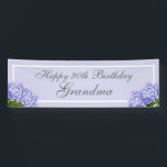 Lavender Hydrangea Happy 90th Birthday Grandma Banner<br><div class="desc">What a lovely way to celebrate your grandma. This design features botanical hydrangeas and custom typography on a lavender background.</div>