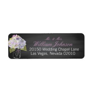 Lavender Hydrangea Jar Chalkboard Wedding Label