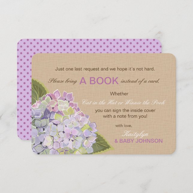 Lavender Hydrangea Rustic Read a Book Card (Front/Back)