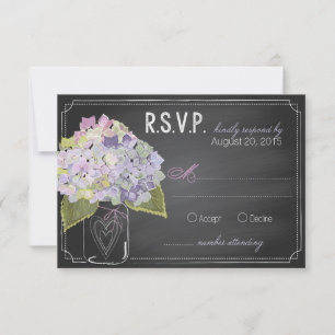 Lavender Hydrangeas Chalkboard RSVP Card