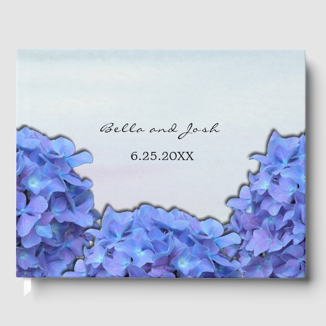 Lavender Hydrangeas Floral Wedding Guest Book (Front)