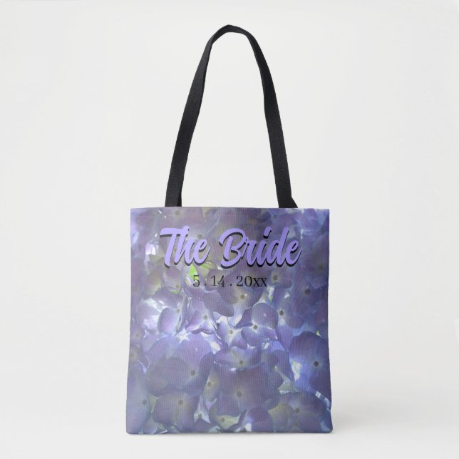 Lavender Hydrangeas purple floral, the Bride Tote Bag (Front)