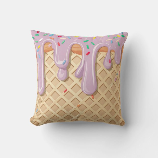 Lavender Ice Cream Sprinkle Fantasy Throw Pillow (Front)