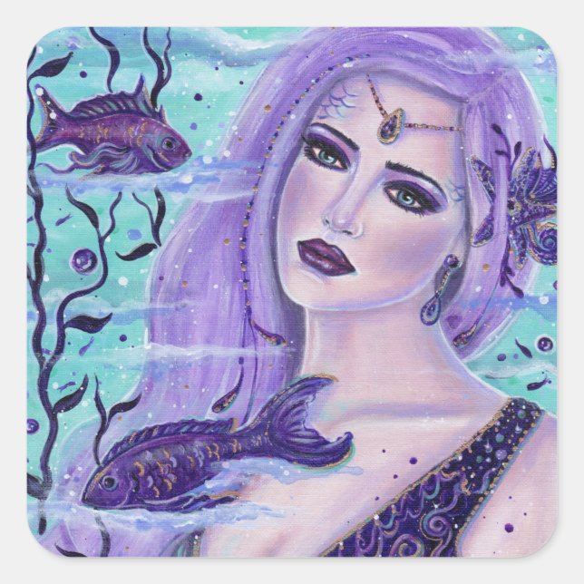 Lavender Ice Mermaid By Renee L. Lavoie Square Sticker (Front)