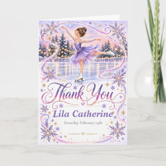Lavender Ice Skating Birthday  Thank You Card