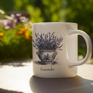 Lavender in Delft Blue, customizable  Coffee Mug