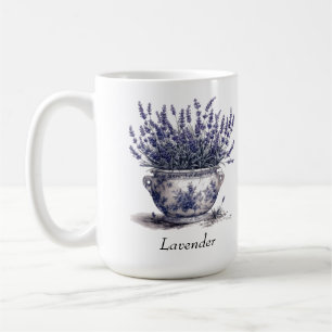 Lavender in Delft Blue, customizable  Coffee Mug