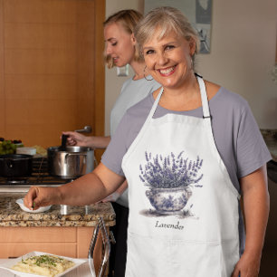 Lavender in Delft Blue, customizable  Standard Apron