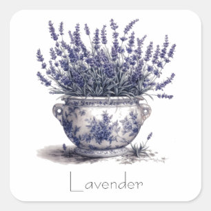 Lavender in Delft Blue  Square Sticker